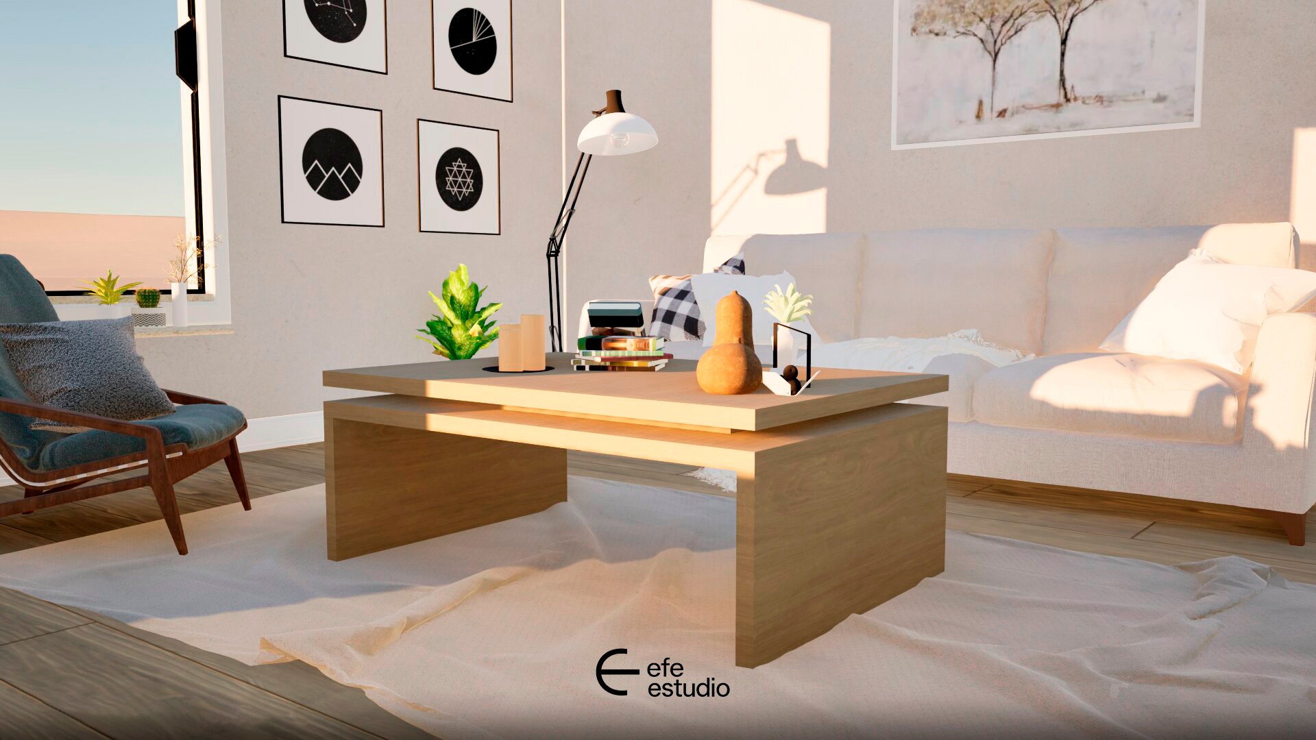 Mesa de centro de madera clara